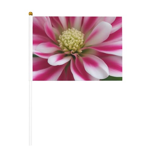 Rosa und weiße Blumen, 6 Stück & 10 Stück Handflagge, Banner auf Stab, kleine Flaggen für Paraden, Party, Bar, Geburtstag Rosa und weiße Blumen, 6 Stück & 10 Stück Handflagge, Banner auf Stab, kleine Flaggen für Paraden, Party, Bar, Geburtstag von JKXUN