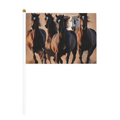 Running Horses Handflagge, Banner auf Stab, kleine Flaggen für Paraden, Party, Bar, Geburtstag, 6 Stück und 10 Stück Running Horses Handflagge, Banner auf Stab, kleine Flaggen für Paraden, Party, Bar, Geburtstag, 6 Stück und 10 Stück von JKXUN