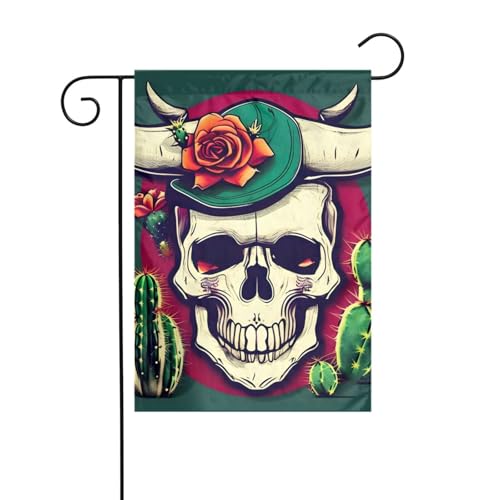 Schädel des Stiers und niedlicher Kaktus Gartenflagge doppelseitig 30,5 x 45,7 cm, Flaggen für Outdoor-Urlaubsdekorationen, langlebige Hofflagge Schädel des Stiers und niedlicher Kaktus Gartenflagge doppelseitig 30,5 x 45,7 cm, Flaggen für Outdoor-Urlaubsdekorationen, langlebige Hofflagge von JKXUN
