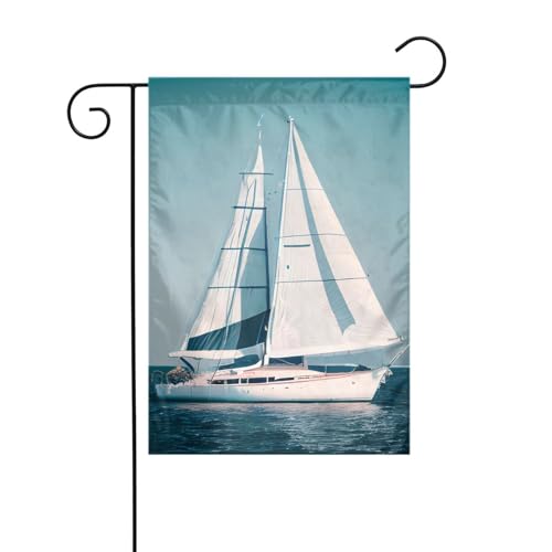 Segelboot-Schiffslandschafts-Gartenflagge, doppelseitig, 30,5 x 45,7 cm, Flaggen für Outdoor-Urlaubsdekorationen, langlebige Hofflagge Segelboot-Schiffslandschafts-Gartenflagge, doppelseitig, 30,5 x 45,7 cm, Flaggen für Outdoor-Urlaubsdekorationen, langlebige Hofflagge von JKXUN