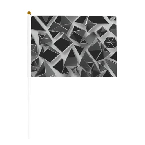 Silberne geometrische Figuren, 6 Stück & 10 Stück Handflagge, Banner auf Stab, kleine Flaggen für Paraden, Party, Bar, Geburtstag Silberne geometrische Figuren, 6 Stück & 10 Stück Handflagge, Banner auf Stab, kleine Flaggen für Paraden, Party, Bar, Geburtstag von JKXUN