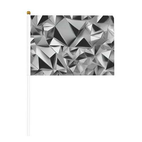 Silberne geometrische Figuren, 6 Stück & 10 Stück Handflagge, Banner auf Stab, kleine Flaggen für Paraden, Party, Bar, Geburtstag Silberne geometrische Figuren, 6 Stück & 10 Stück Handflagge, Banner auf Stab, kleine Flaggen für Paraden, Party, Bar, Geburtstag von JKXUN