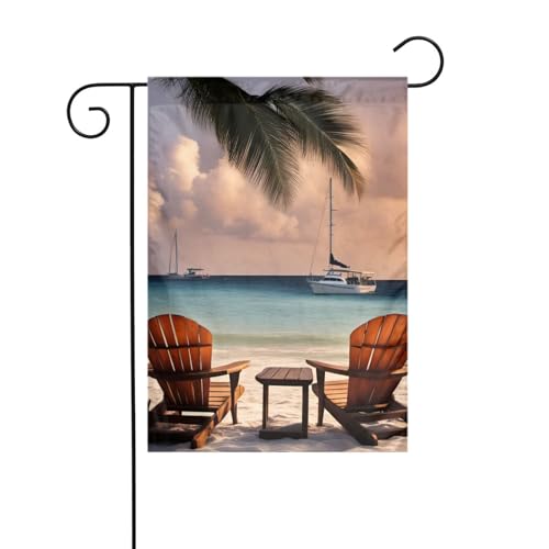 Strand Palme Stühle Boote Gartenflagge doppelseitig 30,5 x 45,7 cm, Flaggen für Outdoor-Urlaubsdekorationen, langlebige Hofflagge Strand Palme Stühle Boote Gartenflagge doppelseitig 30,5 x 45,7 cm, Flaggen für Outdoor-Urlaubsdekorationen, langlebige Hofflagge von JKXUN