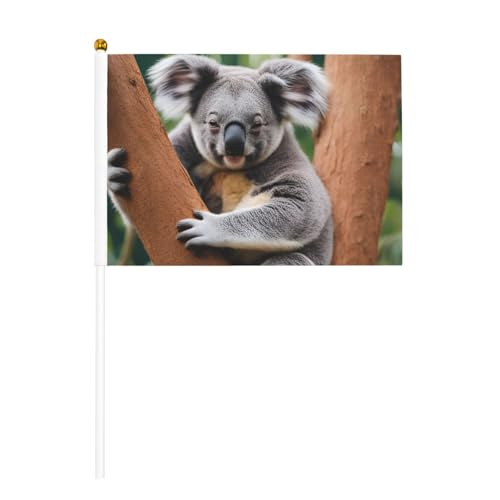 Umarmender Baum Koala 6 Pack & 10 Stück Handflagge, Banner auf Stab, kleine Flaggen für Paraden, Party, Bar, Geburtstag Umarmender Baum Koala 6 Pack & 10 Stück Handflagge, Banner auf Stab, kleine Flaggen für Paraden, Party, Bar, Geburtstag von JKXUN
