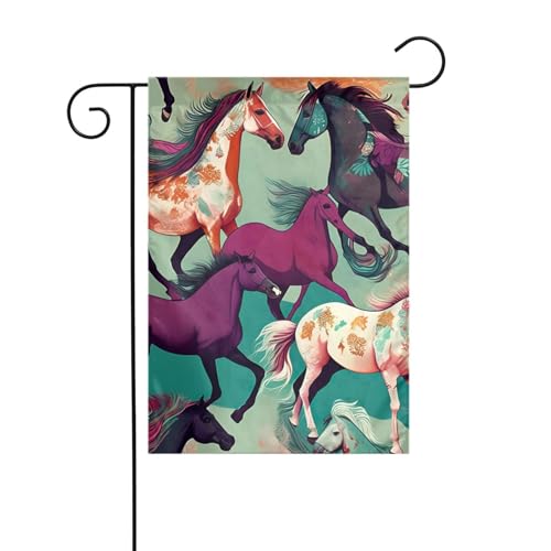Verschiedene Arten von Pferden Gartenflagge, doppelseitig, 30,5 x 45,7 cm, Flaggen für Outdoor-Urlaubsdekorationen, langlebige Hofflagge von JKXUN