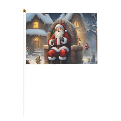 Weihnachtsmann Schneesekenry 6 Pack & 10 Pack Handflagge, Banner auf Stab, kleine Flaggen für Paraden, Party, Bar, Geburtstag Weihnachtsmann Schneesekenry 6 Pack & 10 Pack Handflagge, Banner auf Stab, kleine Flaggen für Paraden, Party, Bar, Geburtstag von JKXUN