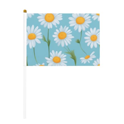 Weiße Gänseblümchen auf hellblauem Hintergrund, 6 Stück & 10 Stück Handflagge, Banner auf Stab, kleine Flaggen für Paraden, Party, Bar, Geburtstag Weiße Gänseblümchen auf hellblauem Hintergrund, 6 Stück & 10 Stück Handflagge, Banner auf Stab, kleine Flaggen für Paraden, Party, Bar, Geburtstag von JKXUN