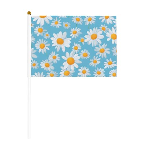Weiße Gänseblümchen auf hellblauem Hintergrund, 6 Stück & 10 Stück Handflagge, Banner auf Stab, kleine Flaggen für Paraden, Party, Bar, Geburtstag Weiße Gänseblümchen auf hellblauem Hintergrund, 6 Stück & 10 Stück Handflagge, Banner auf Stab, kleine Flaggen für Paraden, Party, Bar, Geburtstag von JKXUN