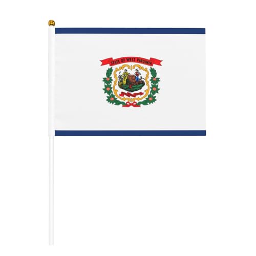 West Virginia Bundesstaatsflagge, 6 Stück & 10 Stück, Handflagge, Banner auf Stab, kleine Flaggen für Paraden, Party, Bar, Geburtstag West Virginia Bundesstaatsflagge, 6 Stück & 10 Stück, Handflagge, Banner auf Stab, kleine Flaggen für Paraden, Party, Bar, Geburtstag von JKXUN