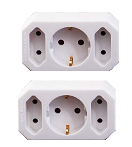 JL 2er Set 3-fach Waagrecht Steckdose 522109-2x Eurosteckdose und 1x Schukosteckdose mit Kinderschutz weiss (waagrecht ohne Schalter) von JL Connecting Power