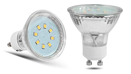 LED-Lampe 1Watt (entspricht 10Watt Glühbirne) 2 Stück GU10 230Volt Leuchtmittel, nicht dimmbar, lange Lebensdauer, Energiesparlampe, PAR16, 120° Leuchtwinkel Reflektorlampe (6500Kelvin tageslichtweiß) von JL JungesLicht