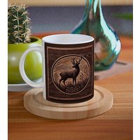 Rustikale Hirschtasse Mit Elegantem Motiv - Perfekt Für Natur- Und Waldliebhaber von JLBestSelections
