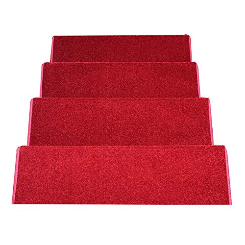 JLCP 15 Stück Stufenmatten, Rechteck Selbstklebender Treppenstufen-Teppich rutschfeste Weich Und Bequem Stufen Teppiche Protector Matten,80X24cm,Rot von JLCP