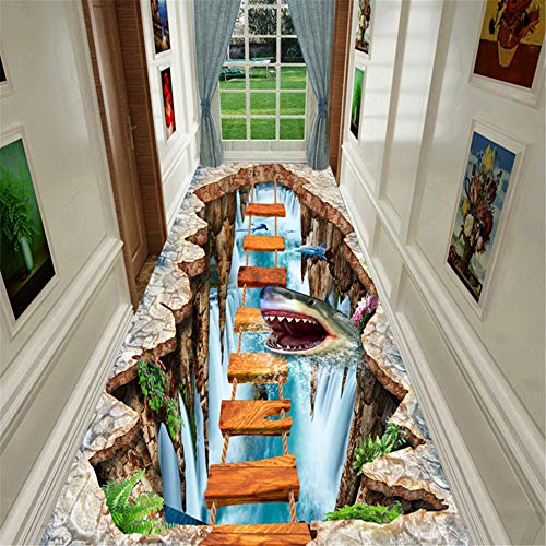 JLCP 3D Hall Hall Runner Teppich, Unterwasser Hai Küche Hotel Teppiche Waschbar rutschfeste Treppen Fußmatten für, benutzerdefinierte Breite und Länge,60x100cm von JLCP