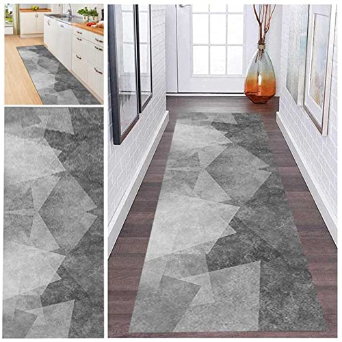 JLCP Flurteppich Läufer Lang 6 Meter rutschfest Waschbar Moderne Grau Teppich Läufer Für Flur Küche Wohnzimmer Schlafzimmer,Anpassbar Teppichläufer Meterware,22,80x600cm von JLCP