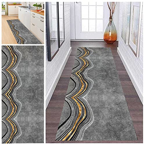 JLCP Flurteppich Läufer Lang 6 Meter rutschfest Waschbar Moderne Grau Teppich Läufer Für Flur Küche Wohnzimmer Schlafzimmer,Anpassbar Teppichläufer Meterware,28,90x600cm von JLCP