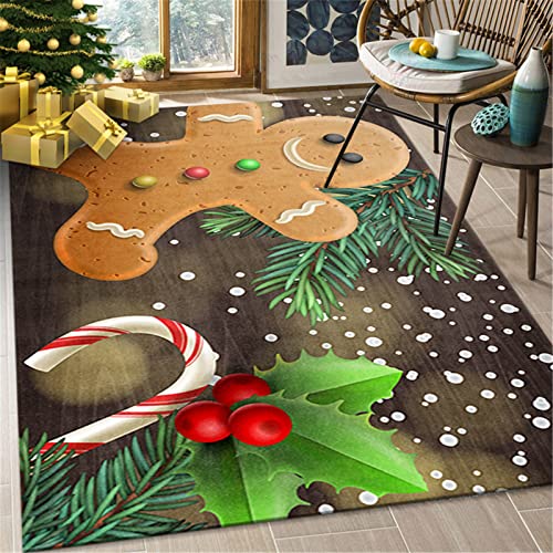 JLCP Großer Wohnzimmer Teppich 200X300cm Weihnachtsteppiche Für Wohnzimmer Schlafzimmer Badezimmer Balkon Waschbar Und rutschfest Weihnachtsküchenteppich Und Matte,Weihnachtsdekorationen,5,200x300cm von JLCP