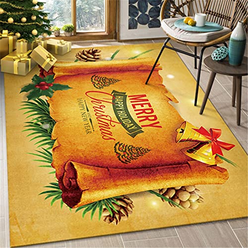 JLCP Großer Wohnzimmer Teppich 200X300cm Weihnachtsteppiche Für Wohnzimmer Schlafzimmer Badezimmer Balkon Waschbar Und rutschfest Weihnachtsküchenteppich Und Matte,Weihnachtsdekorationen,7,120x160cm von JLCP