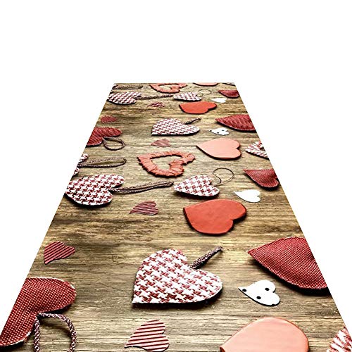 JLCP Korridor Teppich, Romantische Liebe Hochzeit Flur Läufer Teppiche Fußmatte Für Treppe/Küche/Schlafzimmer,Aschinenwaschbar,rutschfest,50x200cm von JLCP
