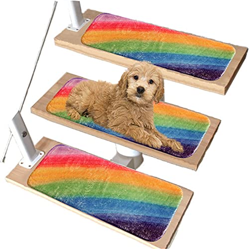 JLCP Stufenmatten Selbstklebend rutschfest Teppich Treppenstufen Weiches Kaschmirimitat Regenbogen-Treppenteppiche Für Kinder, Älteste Und Haustiere,70X22cm/27,5" X8,6,1,5PCS von JLCP