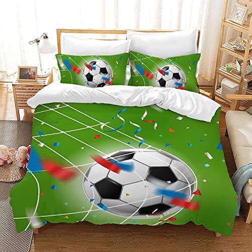 3D Druck Fußball Bettwäsche Kinder 135x200 Fußball Muster Bettbezug Jungen Teenager Sport Thema Bettwäsche Set für Fussball-Fan (A1,135 x 200 cm) von JLCZBT