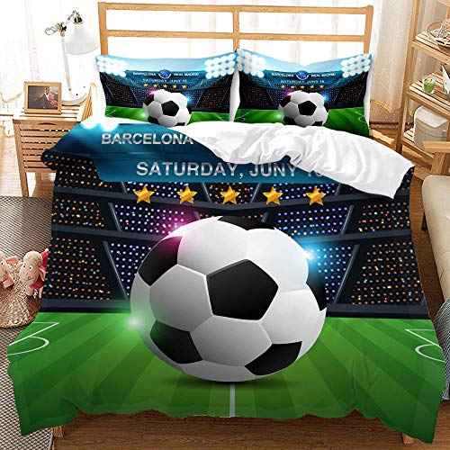 3D Druck Fußball Bettwäsche Kinder 135x200 Fußball Muster Bettbezug Jungen Teenager Sport Thema Bettwäsche Set für Fussball-Fan (A3,135 x 200 cm) von JLCZBT