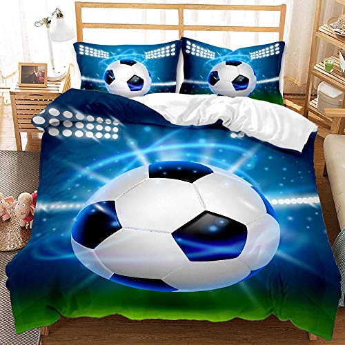 3D Druck Fußball Bettwäsche Kinder 135x200 Fußball Muster Bettbezug Jungen Teenager Sport Thema Bettwäsche Set für Fussball-Fan (A4,135 x 200 cm) von JLCZBT