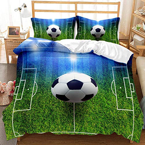 3D Druck Fußball Bettwäsche Kinder 135x200 Fußball Muster Bettbezug Jungen Teenager Sport Thema Bettwäsche Set für Fussball-Fan (A6,135 x 200 cm) von JLCZBT