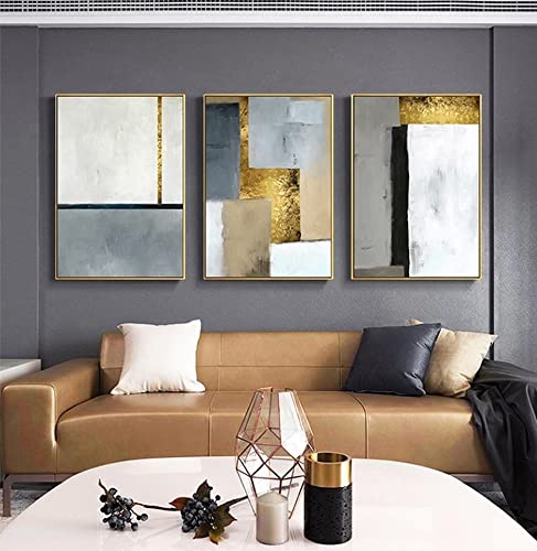 JLCZBT Abstraktes Bilder Gold Line Leinwandmalerei Moderne Geometrische Farbblock Bilder Wohnzimmer Wandbilder Deko Ohne Rahmen (20×30cm) von JLCZBT