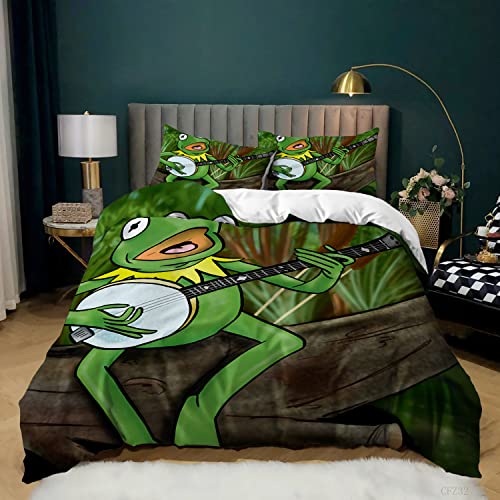 JLCZBT Kinder Bettwäsche Frosch 135x200cm Süße Frosch Muster Bettbezug 3D Karikatur Tier Thema Bettwäsche Set mit Kissenbezug (A8,135 x 200 cm) von JLCZBT