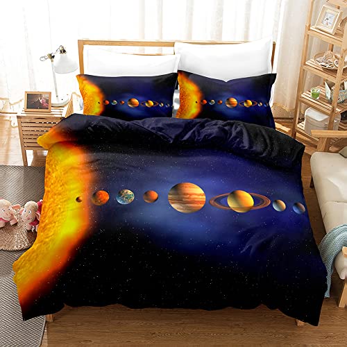 JLCZBT Kinder Bettwäsche Galaxie 135x200 cm, 3D Weltall Starry Planet Universum Galaxy Bettbezug Sternenhimmel Thema Bettwäsche Set mit Reißverschluss (A6,135 x 200 cm) von JLCZBT