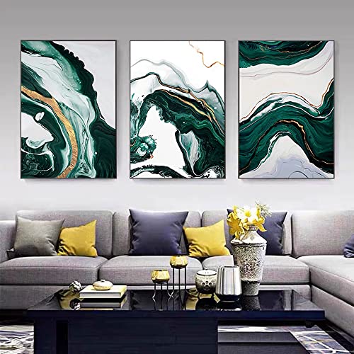 JLCZBT Moderne Grüne Marmor Leinwand Abstrakt Gold Grün Marmor Textur Poster Wandbilder Gold Wandbild Home Decor No Frame (30×40cm) von JLCZBT