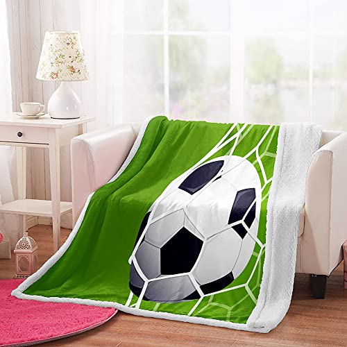 Kuscheldecke Fußball Kinder 150x200cm, Fußball Sport Thema Jungen Teenager Fussball-Fan Flanelldecke Kuscheldecke, Fußballmuster Decke (A1,150 * 200cm) von JLCZBT