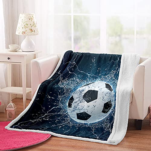 Kuscheldecke Fußball Kinder 150x200cm, Fußball Sport Thema Jungen Teenager Fussball-Fan Flanelldecke Kuscheldecke, Fußballmuster Decke (A2,150 * 200cm) von JLCZBT