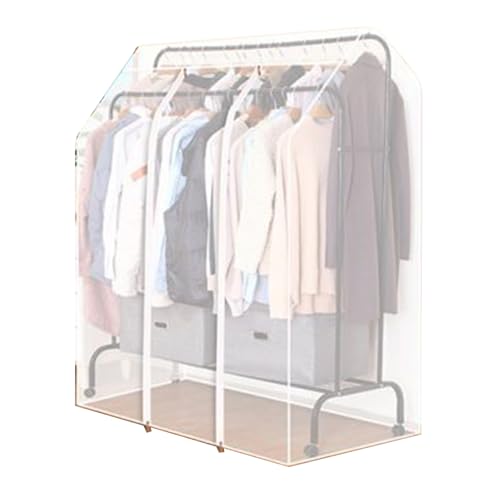 JLLEIZYZ Kleiderständer Abdeckung, Kleidersack, mit Metallreißverschluss, nur für Hohe und Niedrige Wäscheständer mit Doppelstange Geeignet(White,100x75x150cm 9x30x59in) von JLLEIZYZ