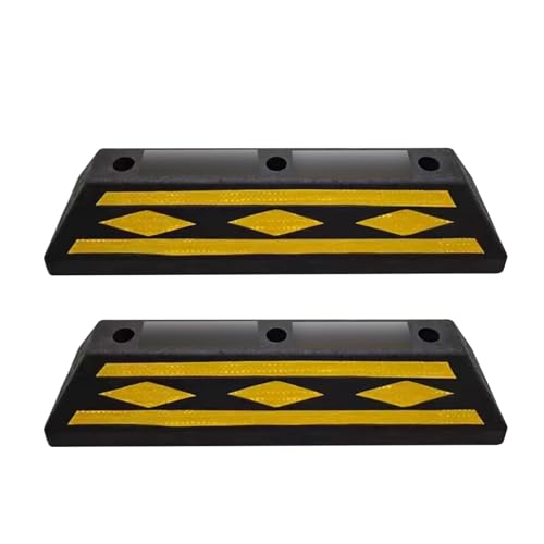 JLLEIZYZ Radstopper für Garage, Parkstopper, Strapazierfähiges Gummimaterial mit Gelben Reflektorstreifen Zum Schutz Vor Kollisionen und Kratzern von JLLEIZYZ