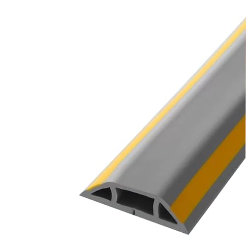 Kabelkanal Boden, Kabelschutz Aussenbereich, Aus PVC Mit Auffälligem Gelben Linien Auf Der Oberfläche, Geeignet für Büros, Fitnessstudios und Messen(Gray,100x4x1.1cm/39x1.6x0.4in) von JLLEIZYZ