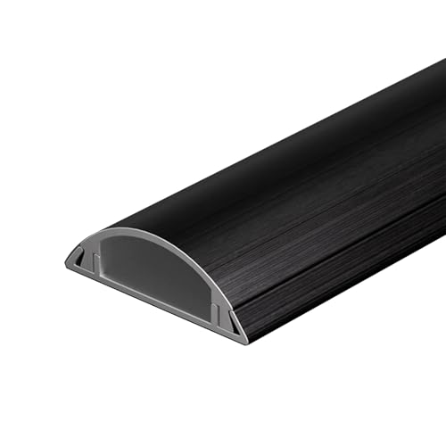 Kabelschutzmatte, Kabelkanal, Aluminiumlegierung Mit Selbstklebendem Kleber für Einfache Installation, Geeignet für Zuhause Oder Den Arbeitsplatz(Black,100x2.8x1cm/39x1.1x0.4i) von JLLEIZYZ