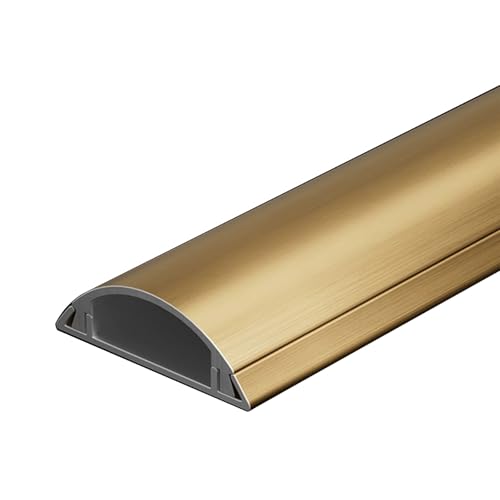 Kabelschutzmatte, Kabelkanal, Aluminiumlegierung Mit Selbstklebendem Kleber für Einfache Installation, Geeignet für Zuhause Oder Den Arbeitsplatz(Gold,100x4x1.2cm/39x1.6x0.5i) von JLLEIZYZ
