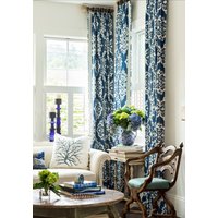 Blaue Ikat Vorhänge Blau Weiß Denim Drapiert Nach Maß Designer Vorhang Esszimmer Extra Lang Mittelblau von JLLHOME