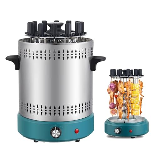 JLOZDM Elektrogrill drehbar BBQ Rot Auto 360° 1200W 12 Spieße Ctrl Doppel Temp Schnelle Hitze Anti-Verkalkung Rauchfrei Vertikal Edelstahl Limp Einfach Zuhause Camping Outdoor Comm von JLOZDM