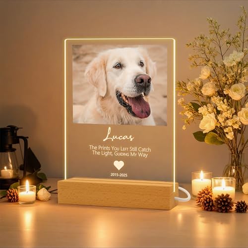 JLSKCN Personalisiert Andenken Hund Gedenktafel für Haustiere Hund, Gedenkstein Hund Katze Personalisiert, Gedenkgeschenke Hunde-Bilderrahmen Andenken an verstorbenen Hund Geschenke Foto Nachtlampe JLSKCN Personalisiert Andenken Hund Gedenktafel für Haustiere Hund, Gedenkstein Hund Katze Personalisiert, Gedenkgeschenke Hunde-Bilderrahmen Andenken an verstorbenen Hund Geschenke Foto Nachtlampe von JLSKCN