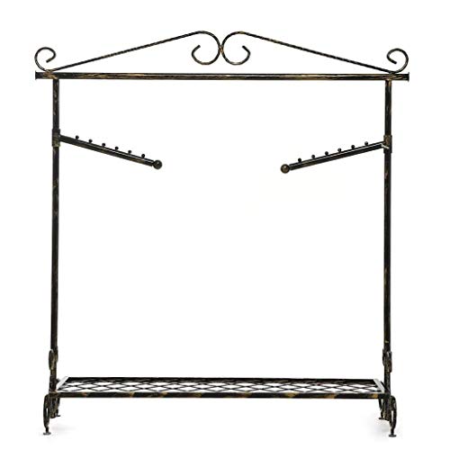 JLSun Kleiderständer Kleiderstange Garderobenständer mit Schuhablage, Vintage-Stil Höhenverstellbar von 126 bis 200 cm (Bronzeschwarz) von JLSun