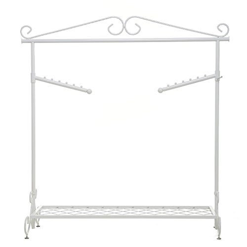 Kleiderständer Kleiderstange Garderobenständer mit Schuhablage, Vintage-Stil Höhenverstellbar von 126 bis 200 cm JLK14 (Weiss) von JLSun