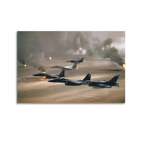 JLTC Militär-Poster Golfkrieg USAF F-15 Adler F-16 Fighting Falcon Poster Dekorative Malerei Leinwand Wandposter und Kunstdruck Moderne Familie Schlafzimmer Dekor Poster 60 x 90 cm von JLTC