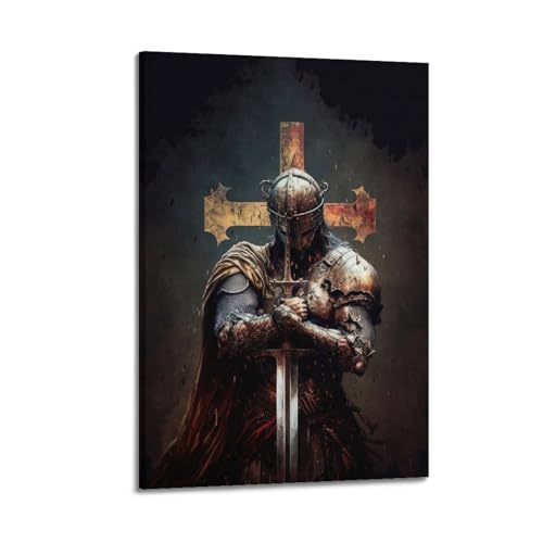 JLTC Spielposter Retro Mittelalter Templer Kreuzritter Poster Dekorative Malerei Leinwand Wandposter und Kunstbild Druck Moderne Familie Schlafzimmer Dekor Poster 40 x 60 cm von JLTC