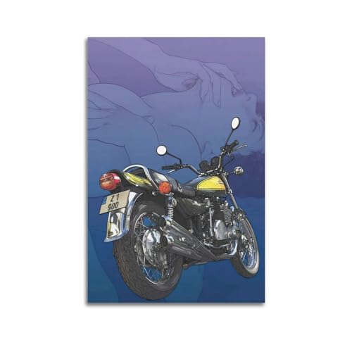 JLTC Vintage Motorrad Poster Kawasaki Z900 Street Bike Cafe Racer Poster Dekorative Malerei Leinwand Wandposter und Kunstdruck Modern Familie Schlafzimmer Dekor Poster 50 x 75 cm von JLTC