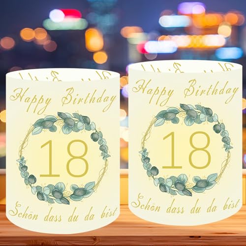 12 Stück Windlicht Tischdeko 18 Geburtstag,18 Jahre Happy Birthday Tischdeko,Deko 18 Geburtstag Frau Mann, Schön DASS Du Da Bist,für Teelichter oder Kerzen. von JLTXKST