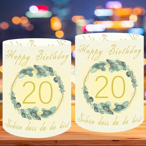 12 Stück Windlicht Tischdeko 20 Geburtstag,20 Jahre Happy Birthday Tischdeko,Deko 20 Geburtstag Frau Mann, Schön DASS Du Da Bist,für Teelichter oder Kerzen. von JLTXKST