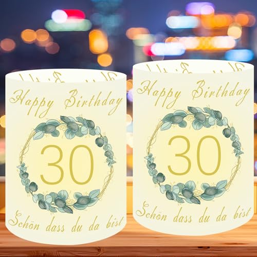 12 Stück Windlicht Tischdeko 30 Geburtstag,30 Jahre Happy Birthday Tischdeko,Deko 30 Geburtstag Frau Mann, Schön DASS Du Da Bist,für Teelichter oder Kerzen. von JLTXKST